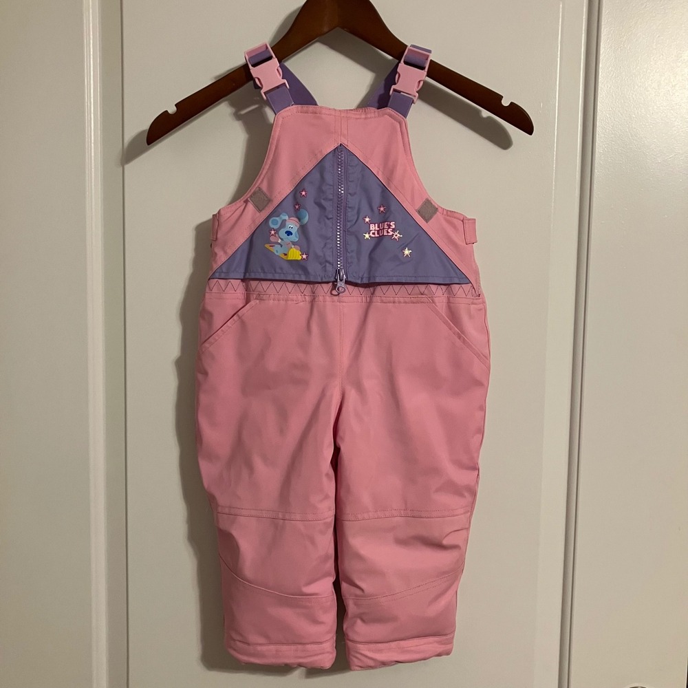 Blues Clues Pink Purple Insulated Snow Bib Overalls Toddler Girls 2T Vintage